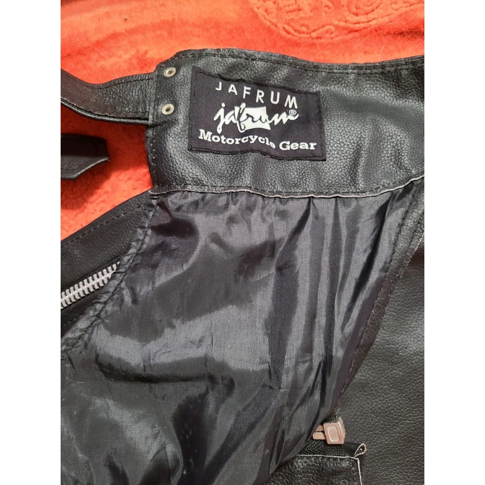 Jafrum Leather‎ Motorcycle Chaps Black Braided Trim Adjustable Buckle Biker Wear